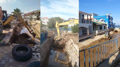 Rekor yağış sonrası Foça'da çalışmalar hız kazandı