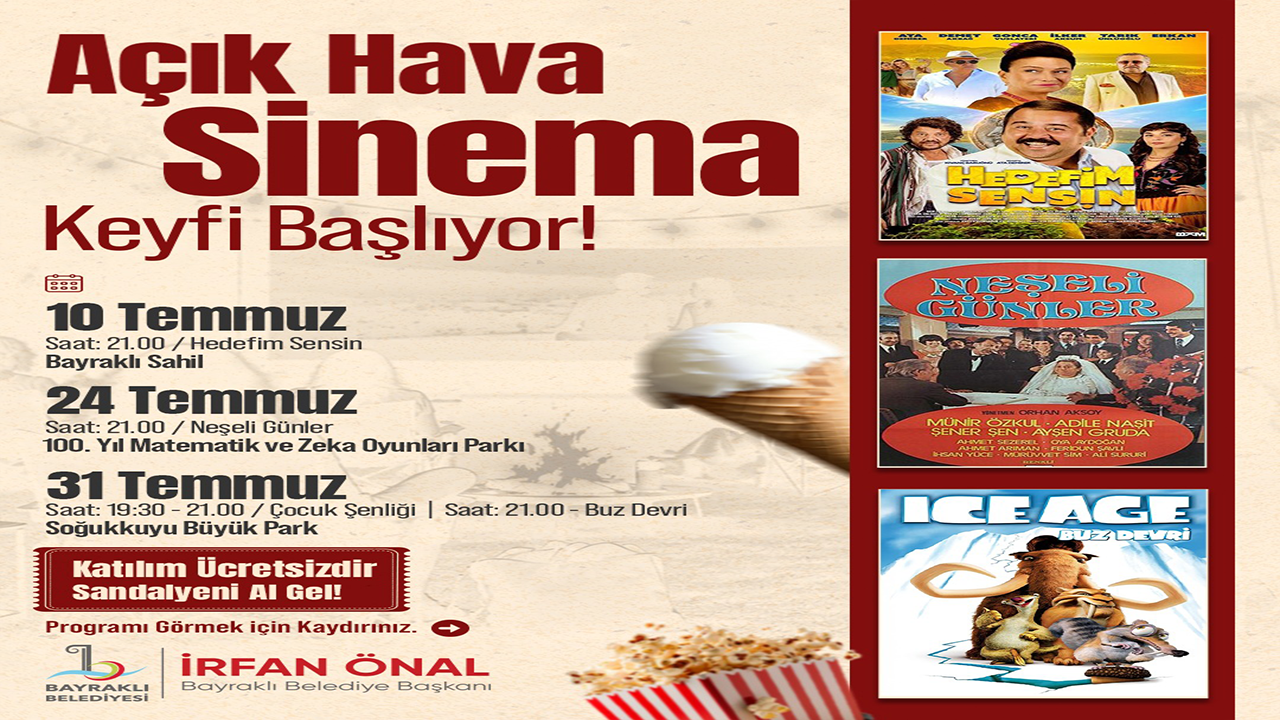 Bayraklı’da açık hava sinema günleri başlıyor